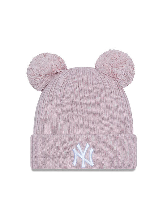 New Era Pom Pom Beanie Unisex Σκούφος Πλεκτός σε Ροζ χρώμα