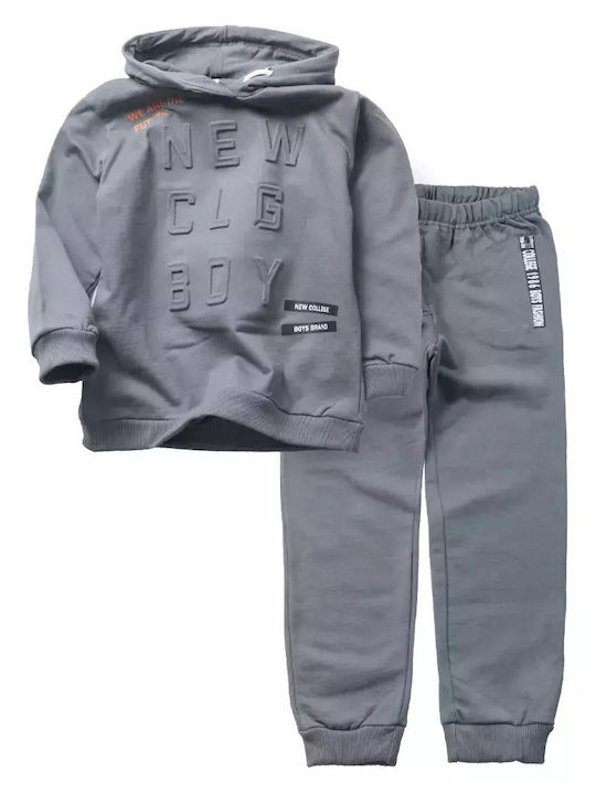 New College Kids Sweatpants Set Gray 2pcs