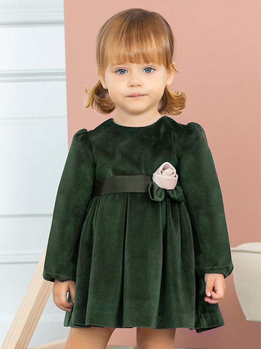 Abel & Lula Παιδικό Φόρεμα Βελούδινο Πράσινο
