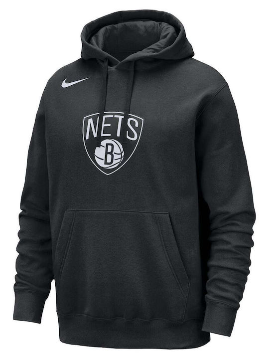 Brooklyn Nets Club Суитшърт с Качулка Черен