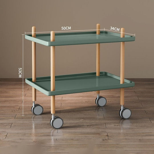 Etoile Rechteckiger Beistelltisch Aus Holz Mit Grünen Rädern M50xL34xH53cm