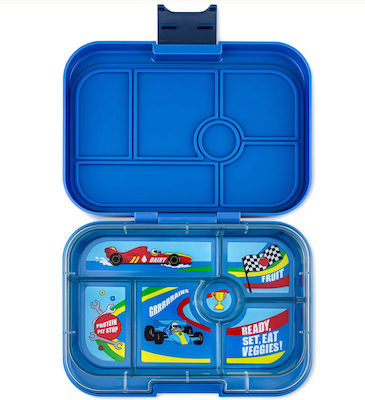 Yumbox Original Recipient pentru mâncare pentru copii din plastic Surf Blue Race Cars