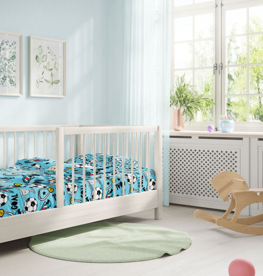 Cokitex Σετ Βρεφικά Σεντόνια Κούνιας Βαμβακερά με Λάστιχο Γαλάζια 125x175εκ. 3τμχ