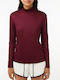 Lacoste Damen Bluse Baumwolle Langärmelig Rollkragenpullover Burgundisch