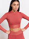 BodyTalk Women's Athletic Crop Top Long Sleeve Red