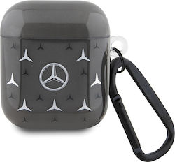 Mercedes-Benz Star Pattern Case with Hook in Black color for Apple AirPods 1 / AirPods 2