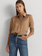 Ralph Lauren Women's Satin Long Sleeve Shirt Beige