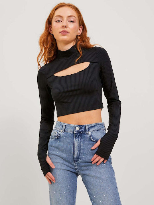 Women's Crop Top Long Sleeve Black