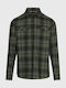 Funky Buddha Men's Shirt Long Sleeve Flannel Checked Green