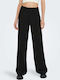 Only Women's High-waisted Fabric Trousers in Wide Line Black