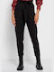 Funky Buddha Women's High-waisted Fabric Trousers in Regular Fit Black