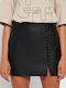 Funky Buddha Leather Mini Skirt in Black color