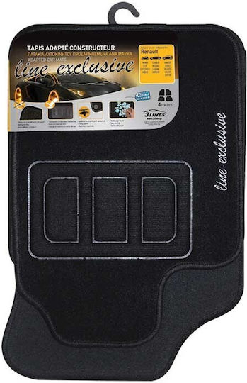 3Lines Satz Vorder- und Hintermatten 4Stück aus Teppichboden für Peugeot 106 Schwarz