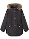Kinder Parka Lang mit Kapuze Schwarz