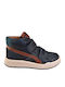 Leather Kids Boots with Velcro Blue