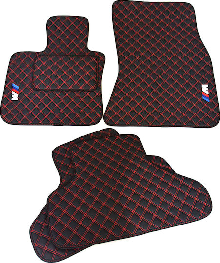 Set of Front and Rear Mats 5pcs for BMW X5 2007-2014 Red