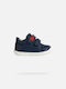 B Macchia Lederne Kinderstiefeletten mit Klettverschluss Marineblau