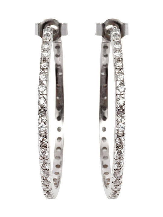 Tribute Earrings Hoops made of Silver with Stones