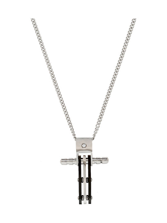 Tribute Men's Cross from Steel with Chain