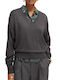 Scotch & Soda Women's Long Sleeve Sweater with V Neckline Gray