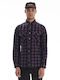 Long-sleeved Flannel Shirt Checked Purple
