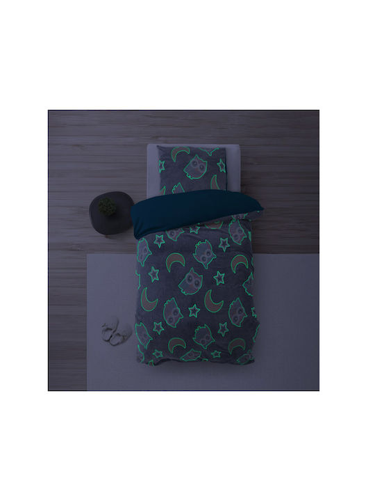 Sleeptime Night Owl Σετ Παιδική Παπλωματοθήκη Μονή με Μαξιλαροθήκη Μπλε 135x200εκ.
