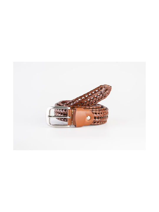 Tzevelion Men's Knitted Belt Tabac Brown