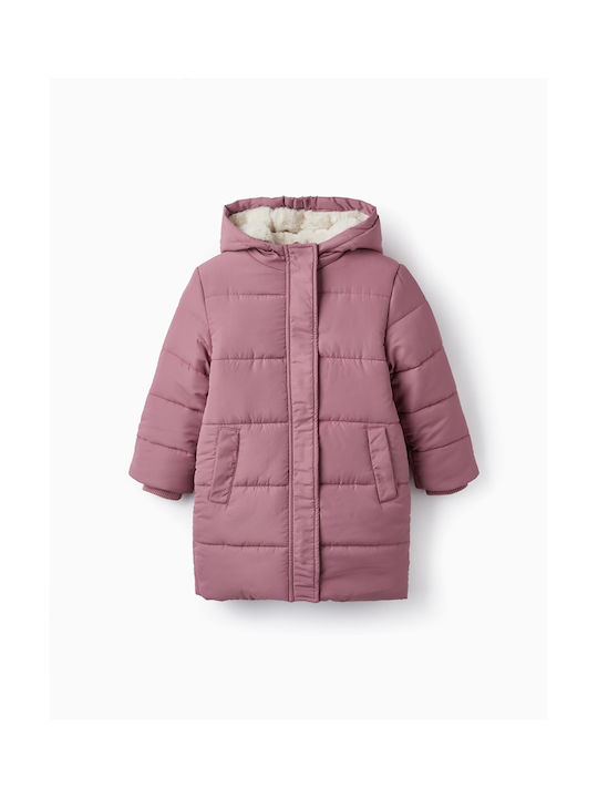 Zippy Girls Quilted Coat Purple with Lining & Ηood