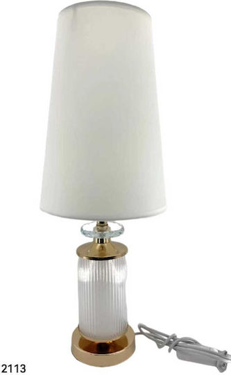 2113 Table Lamp for E27 Socket with White Shade and Transparent Base