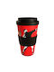 QuyCup Banksy The Flower Thrower Mug Plastic with Lid Red 400ml