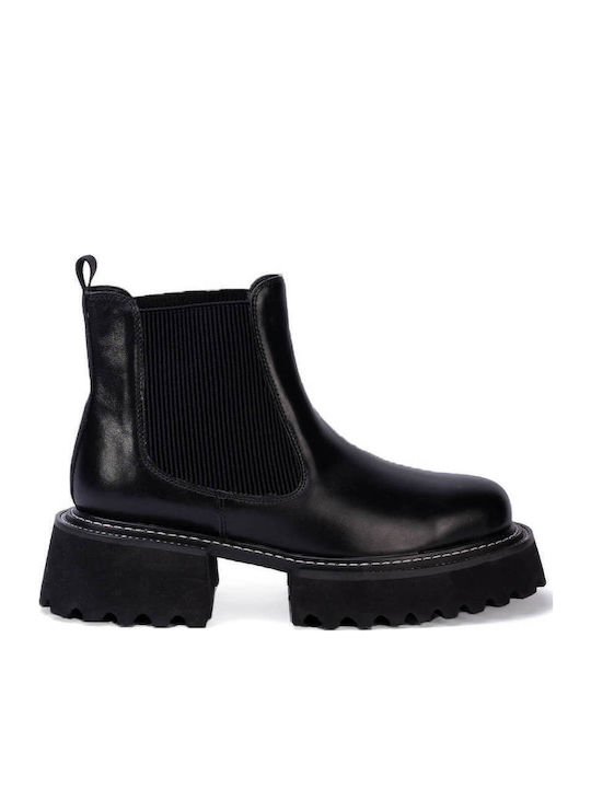 Garland Leather Women's Ankle Boots with Mid Heel Black