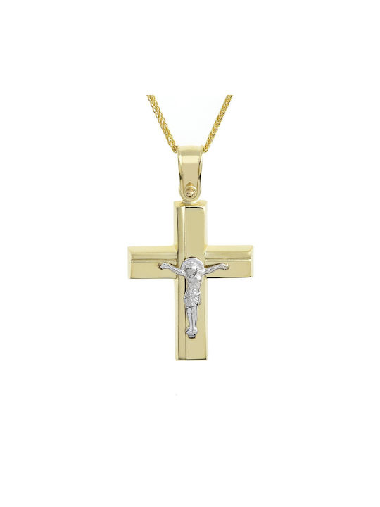 Ioannou24 Men's Gold Cross 14K with the Crucified with Chain