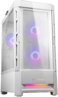 Cougar Duoface RGB Gaming Midi Tower Computer Case with Window Panel White