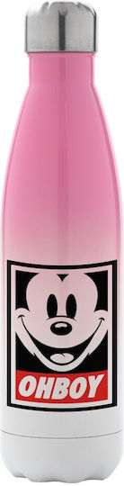 Koupakoupa Oh boy Mickey Recyclable Bottle Thermos Stainless Steel BPA Free 500ml Pink