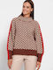 Funky Buddha Women's Long Sleeve Sweater Turtleneck Striped Cocoa Caramel