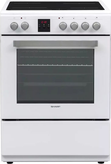 Sharp Cooker 65lt with Ceramic Hobs W60cm. White