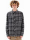 Long Sleeve Flannel Overshirt In Regular Fit Checked Gray