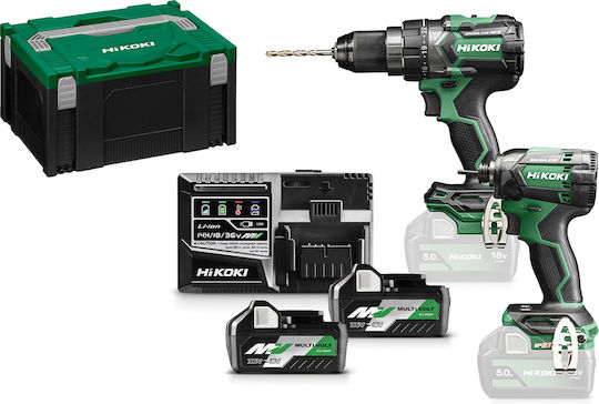 Hikoki KC18DCWBZ Сет Ударна бормашина & Ударна отвертка 18V с 2 батерии 5Ах и куфар