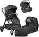 Cangaroo Macan Adjustable 3 in 1 Baby Stroller Suitable for Newborn Black 11kg