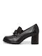 Leather Heels with Strap Black