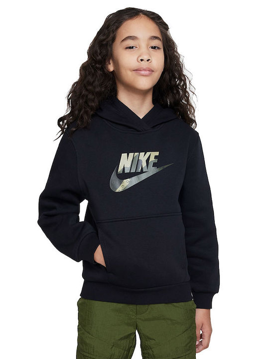 Nike Fleece Kinder Sweatshirt mit Kapuze Schwarz K Club Flc