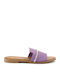 Leder Flache Sandalen für Damen in Lila Farbe