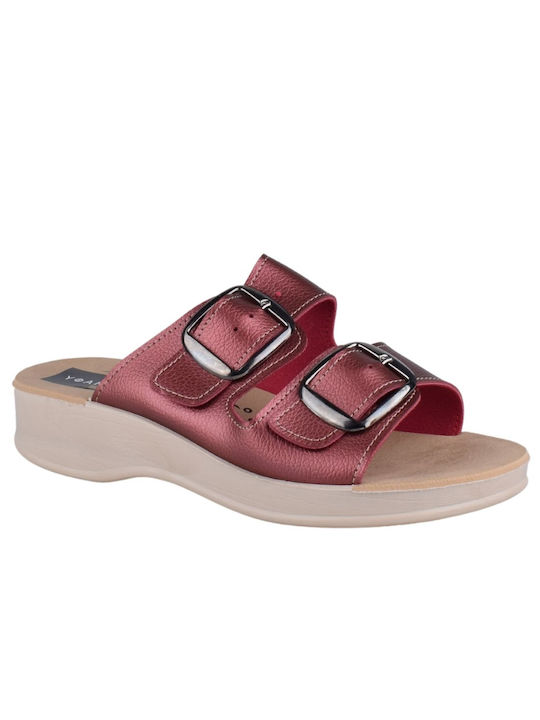 Vesna Damen Flache Sandalen Anatomisch in Burgundisch Farbe