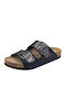 Leather Women's Flat Sandals Anatomic in Black Color