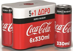 Coca-Cola Zero Κουτί (6x330 ml) 5+1 Δώρο