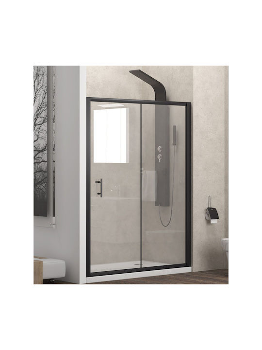 Karag Flora 500 Duschwand für Dusche mit Schieben Tür 100x190cm Klarglas Nero