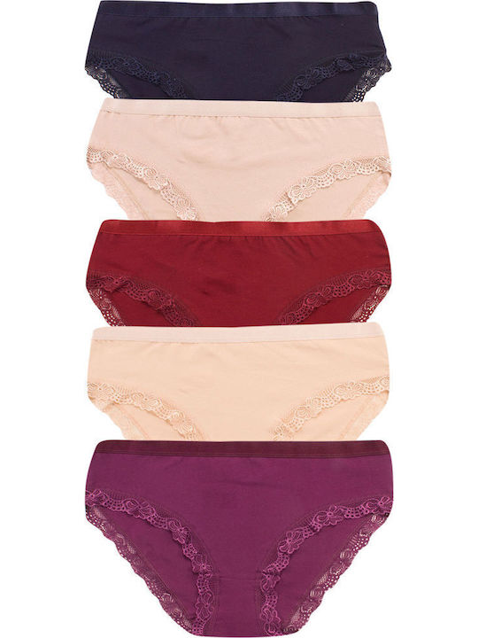 Βαμβακερά Γυναικεία Slip MultiPack Beige/Light Beige/Purple/Navy Blue/Bordeaux