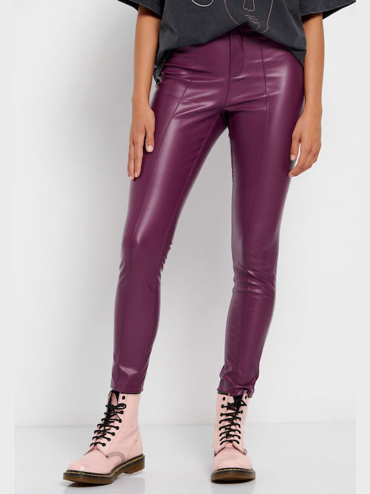 Funky Buddha Frauen Lang Leggings Hochgeschnitten Lila