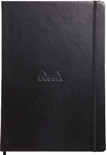 Rhodia Σημειωματάριο Α4 96 Φύλλων Ριγέ με Σκληρό Εξώφυλλο, Στυλοθήκη και Λάστιχο Μαύρο