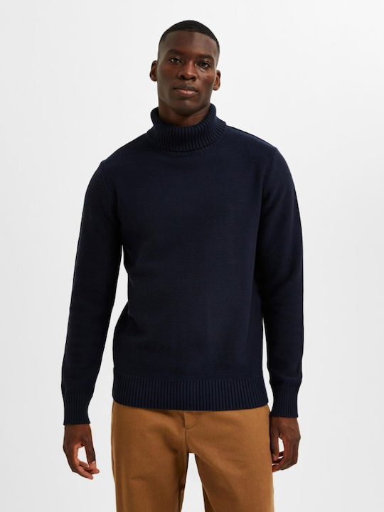 Selected Men's Long Sleeve Sweater Turtleneck Blue